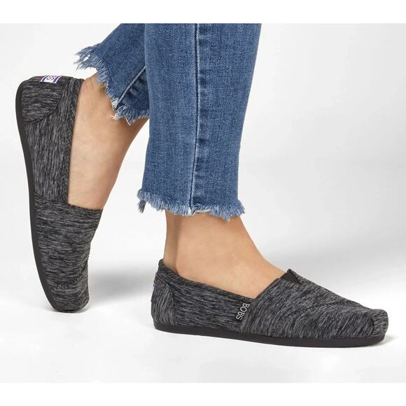 NEW Bobs X Sketchers Slip On Flat Womens 10 Black Heathered Stretch Memory Foam - Picture 1 of 12
